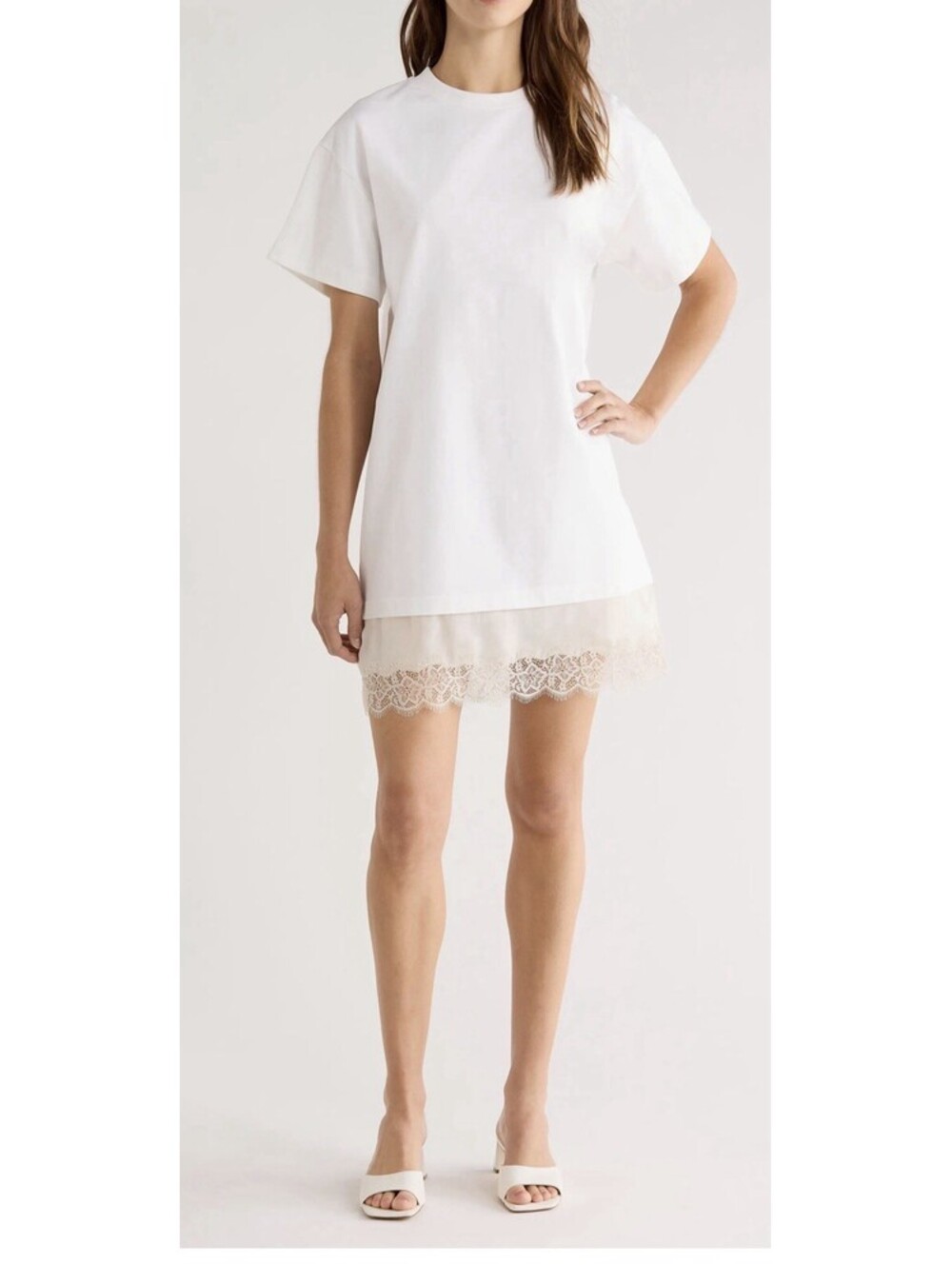 New Staud Grier Lace Trim Dress In White Size M $345